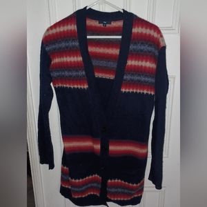 Gap Sweater Womens Medium Cardigan Blue Pink Pocket Cardigan Sweater